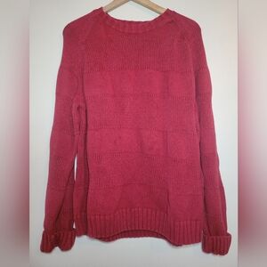 Timberland 100% cotton red chunky knit crewneck sweater,  xlarge